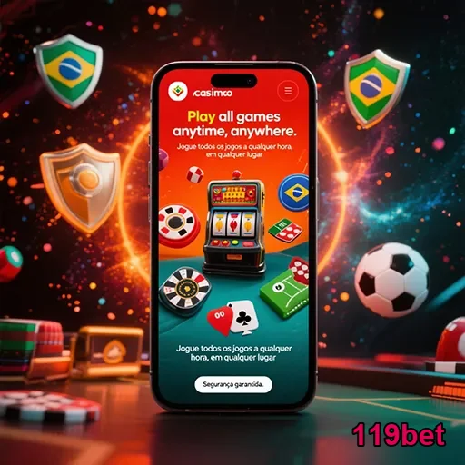 Aplicativo da 119bet exibido na imagem, promovendo apostas esportivas e jogos no site 119bet.